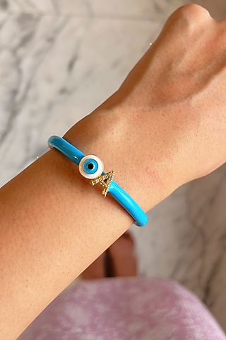 Gold Finish Enameled Evil-Eye Bracelet by Prerto