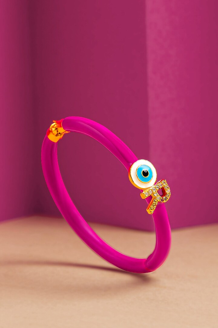 Gold Finish Enameled Evil-Eye Bracelet by Prerto at Pernia's Pop Up Shop