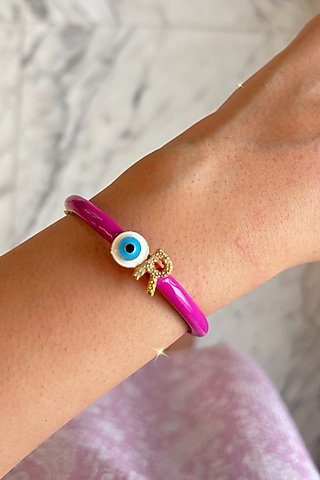Gold Finish Enameled Evil-Eye Bracelet by Prerto