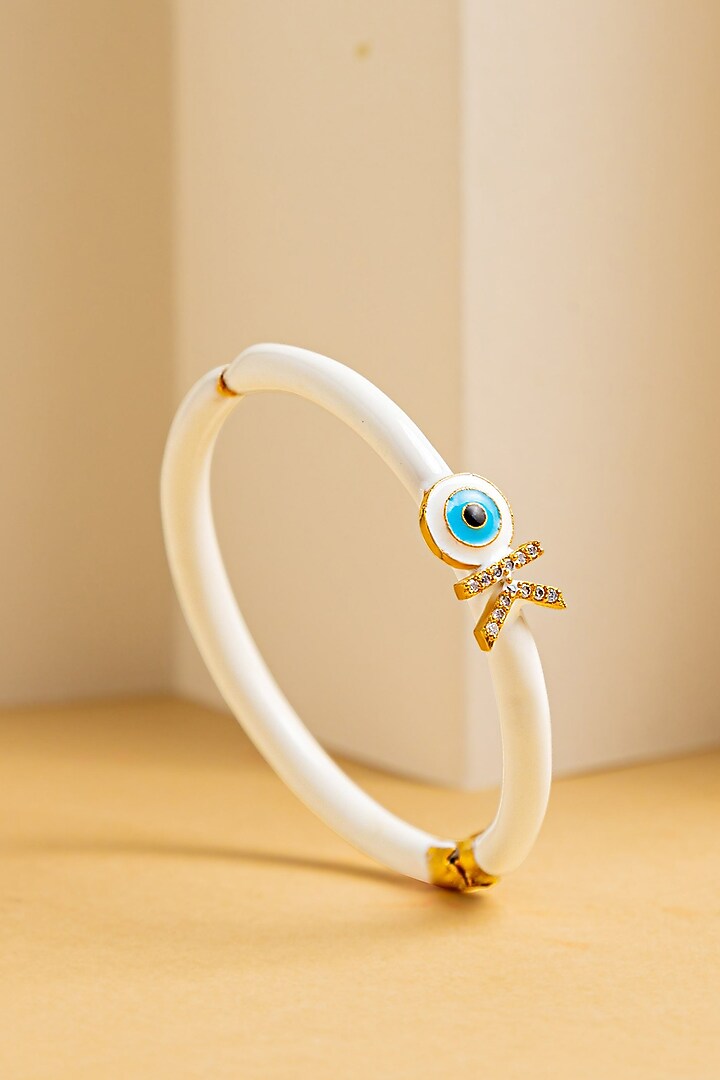 Gold Finish Enameled Evil-Eye Bracelet by Prerto at Pernia's Pop Up Shop