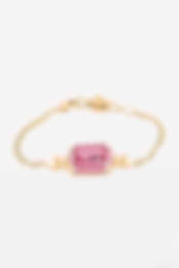 Gold Finish Pink Swarovski Bracelet by Prerto