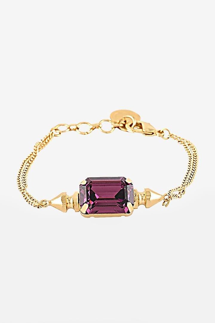 Gold Finish Purple Swarovski Bracelet by Prerto