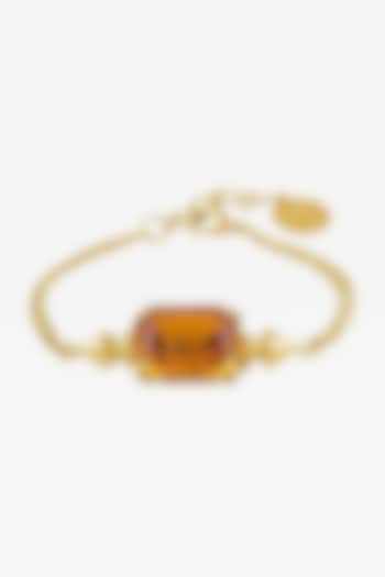 Gold Finish Orange Swarovski Bracelet by Prerto