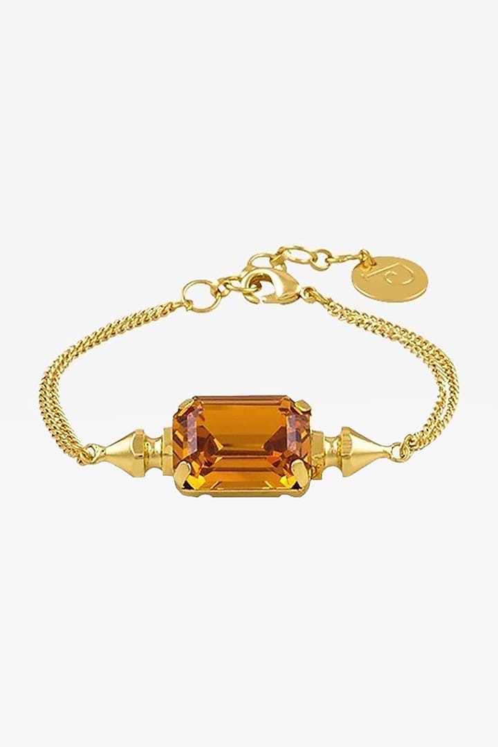 Gold Finish Orange Swarovski Bracelet by Prerto