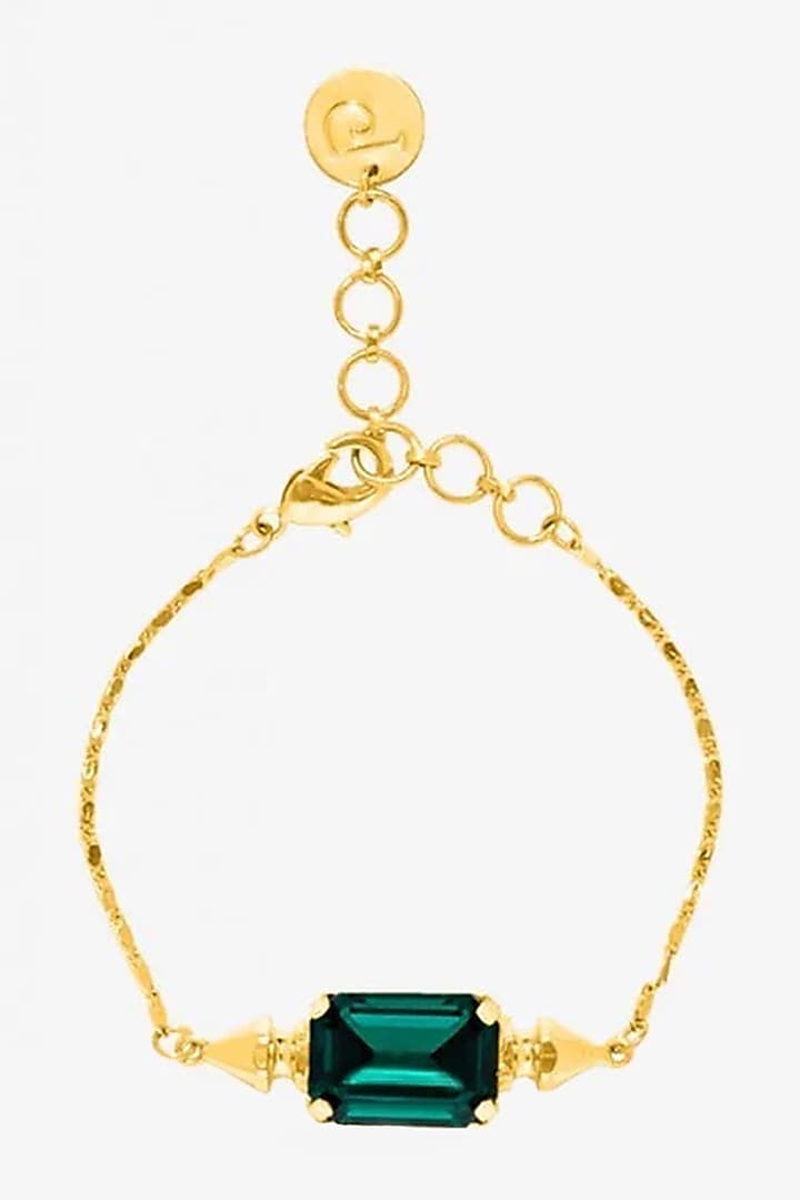 Gold Finish Green Swarovski Bracelet by Prerto