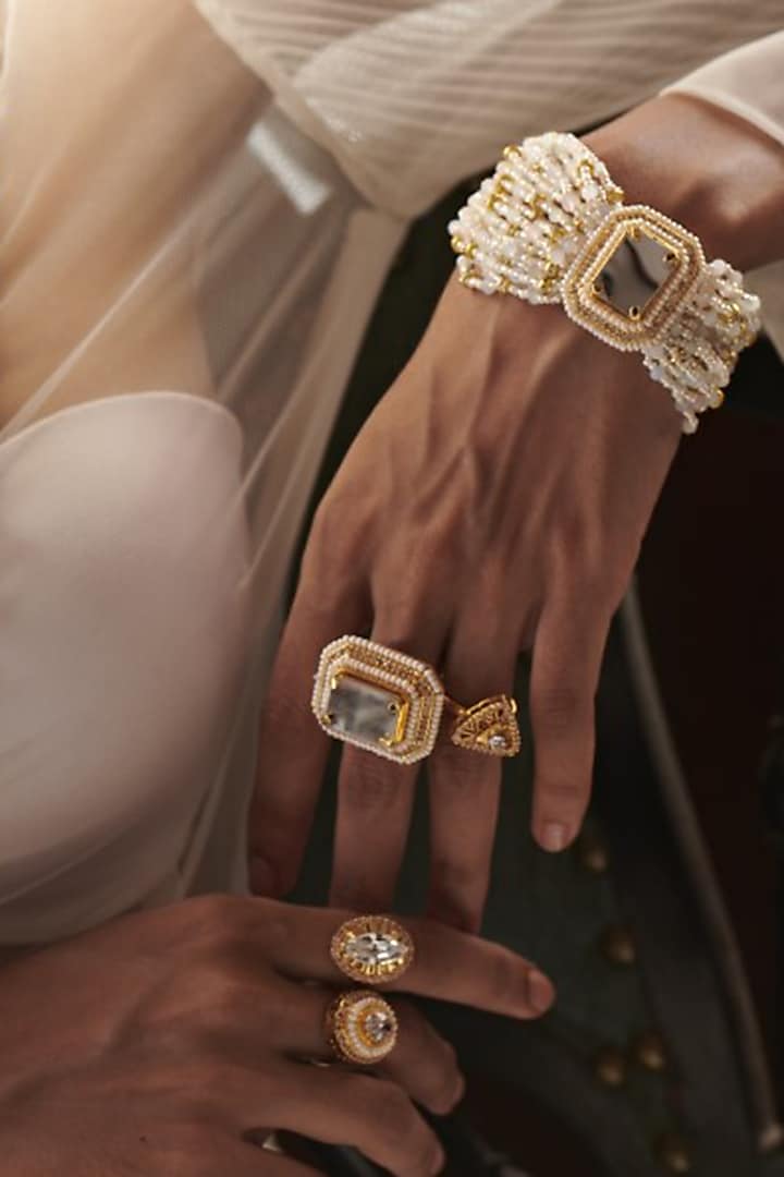 Gold Plated Handcrafted Swarovski Ring by Prerto