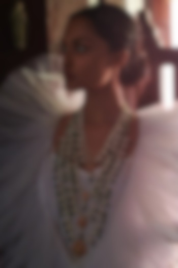 Gold Finish Beaded Layered Necklace by Prerto at Pernia's Pop Up Shop