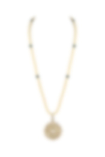 Gold Finish Pearl Necklace by Parure
