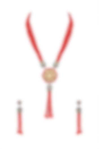 Gold Finish Floral Necklace Set by Parure at Pernia's Pop Up Shop