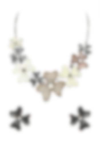 White Finish Crystal Necklace Set by Parure