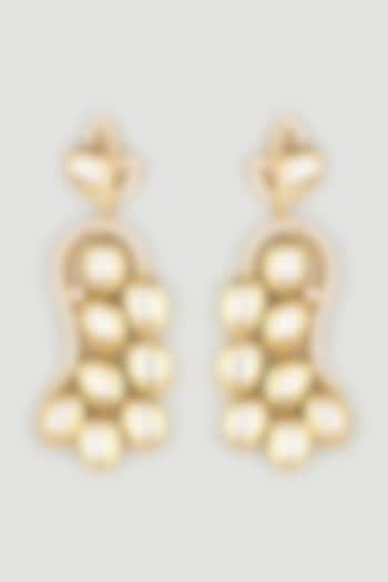 Gold Finish Kundan Polki Dangler Earrings by Parure