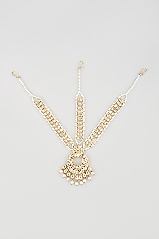 Gold Finish Pearl Handcrafted Mathapatti by Parure