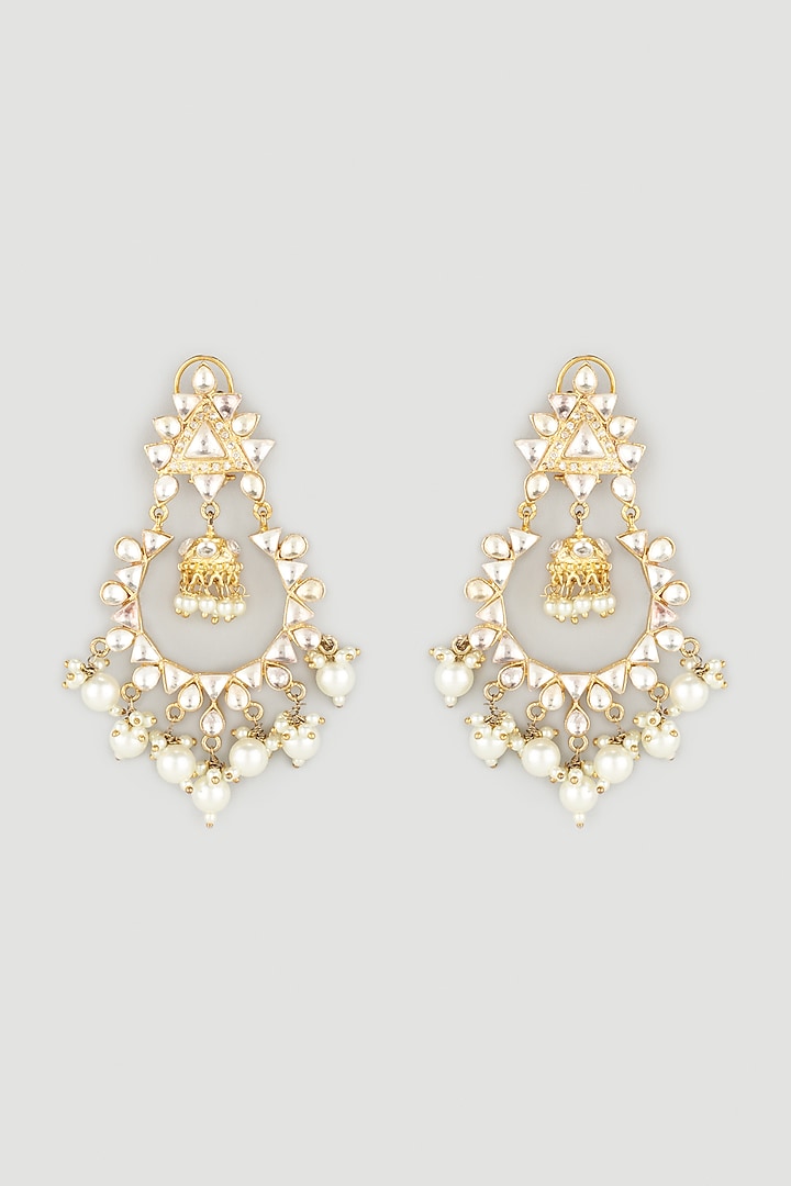 Gold Finish Handcrafted Jhumkas by Parure