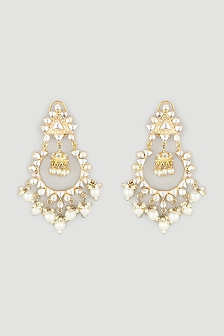 Gold Finish Handcrafted Jhumkas by Parure
