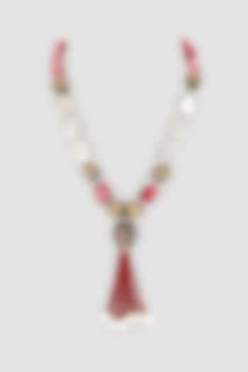 Ruby Red Long Mala Necklace by Parure