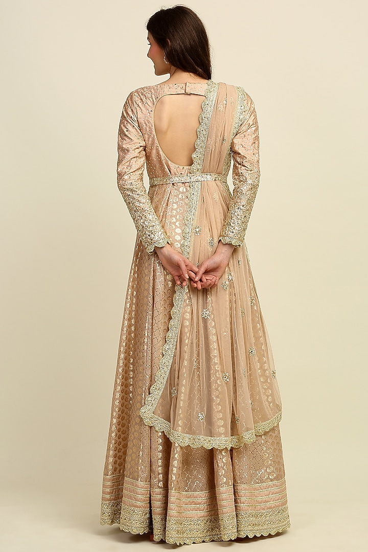 Gold Embroidered Wedding Anarkali Set by Priyanka Jain at Pernia's Pop Up Shop