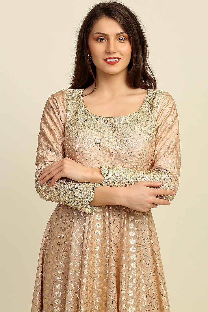 Gold Embroidered Wedding Anarkali Set by Priyanka Jain at Pernia's Pop Up Shop