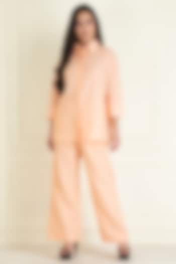 Peachy Orange Cotton Linen Co-Ord Set by Priyanka Jain at Pernia's Pop Up Shop