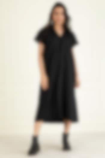 Black Cotton Linen Dress by Priyanka Jain Pret