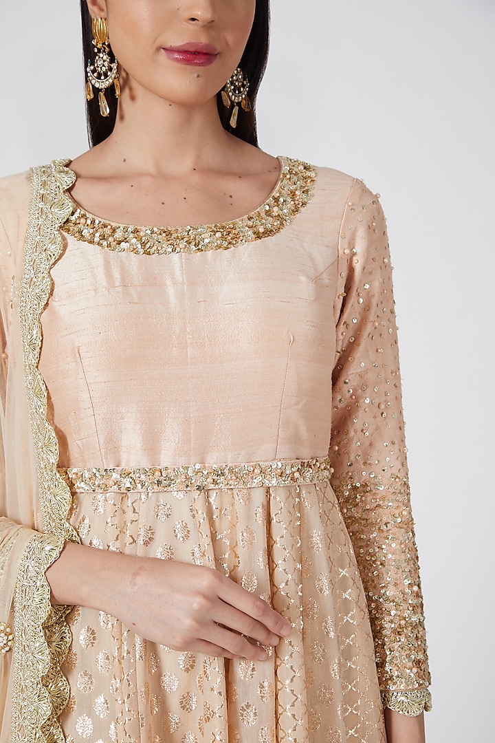 Ash Rose Embroidered Wedding Anarkali Set by Priyanka Jain at Pernia's Pop Up Shop