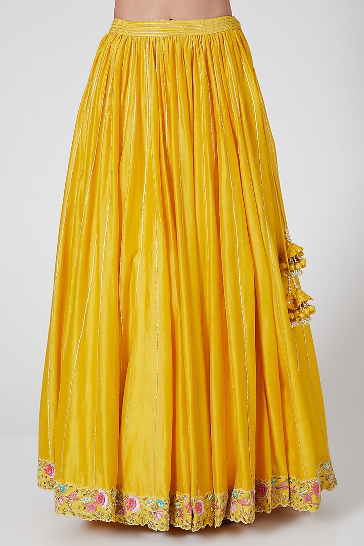 Yellow Embroidered Wedding Lehenga Set by Priyanka Jain at Pernia's Pop Up Shop