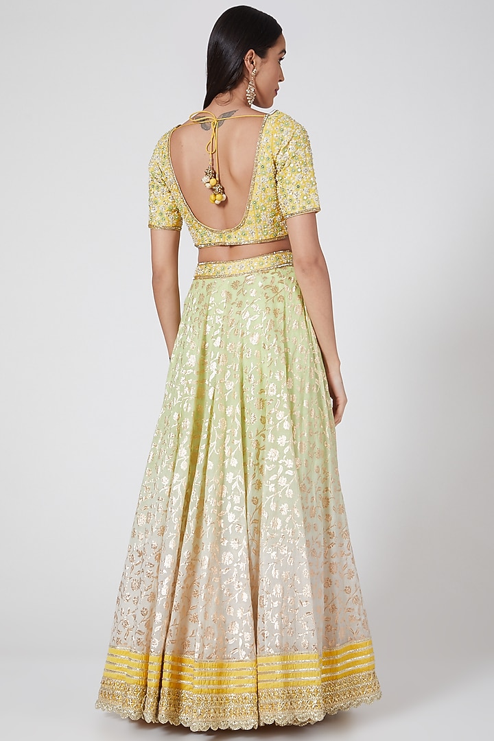 Yellow Ombre Embroidered Wedding Lehenga Set by Priyanka Jain at Pernia's Pop Up Shop