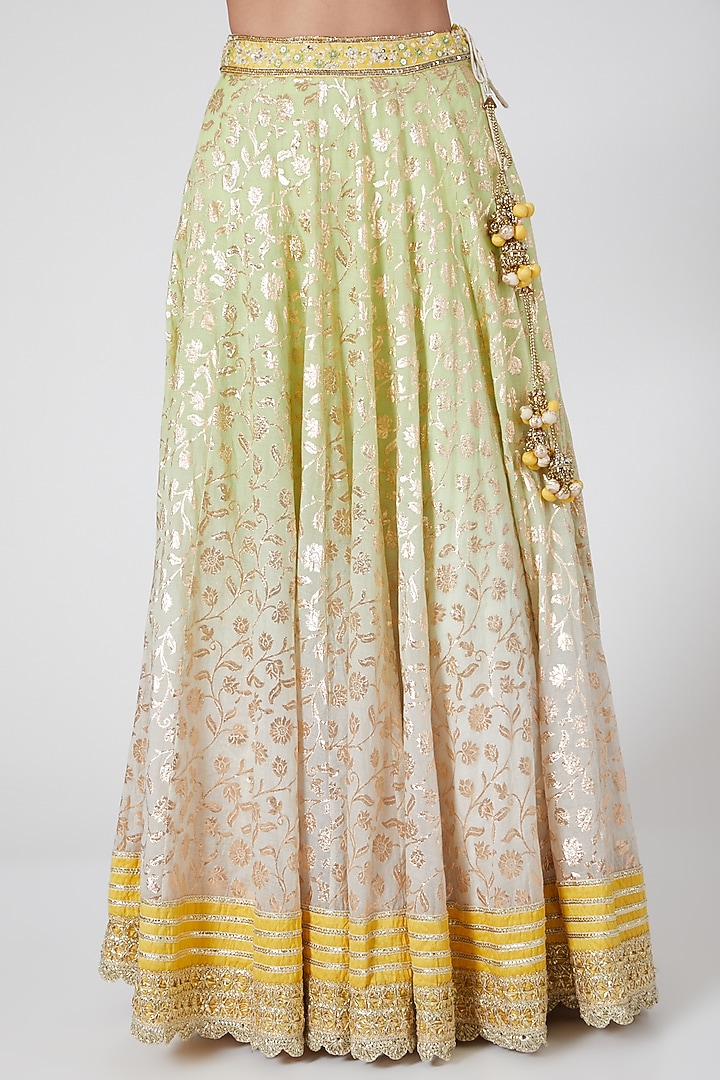 Yellow Ombre Embroidered Wedding Lehenga Set by Priyanka Jain at Pernia's Pop Up Shop