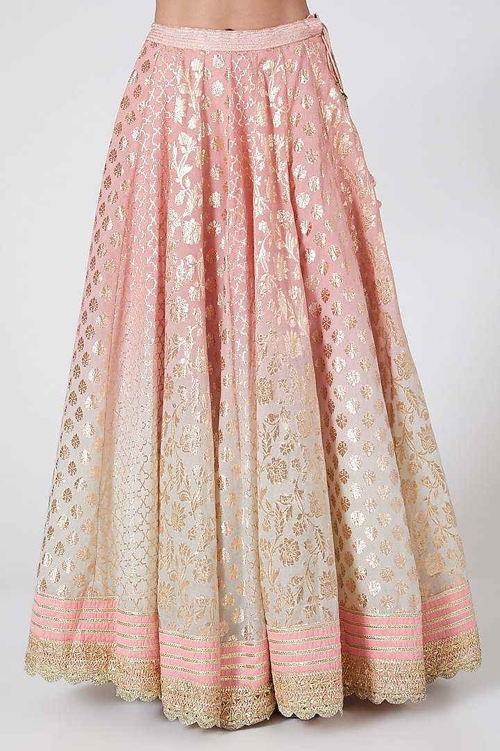 Peach Ombre Embroidered Wedding Lehenga Set by Priyanka Jain at Pernia's Pop Up Shop