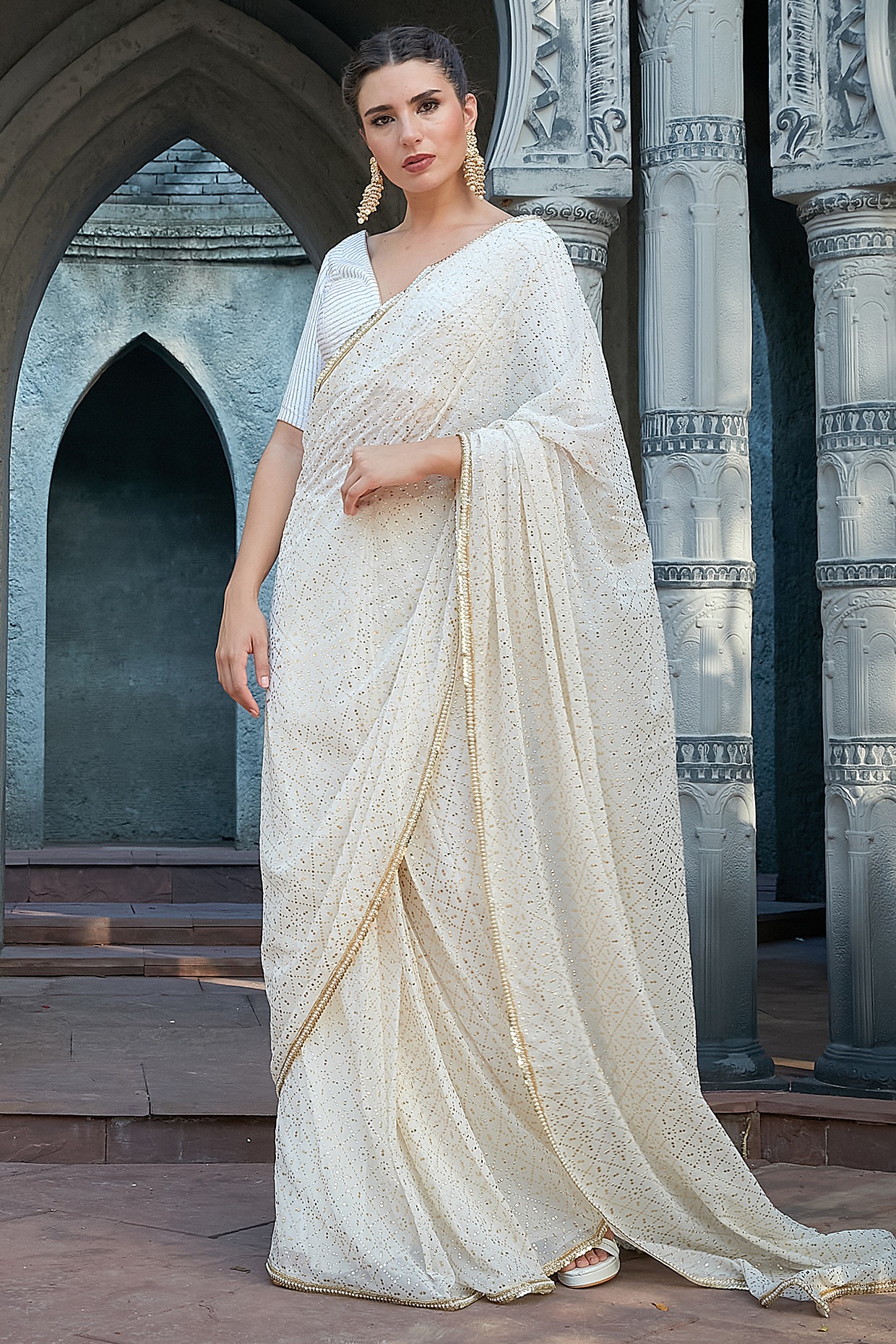 Buy Gota Patti Chiffon Saree for Women Online from India's