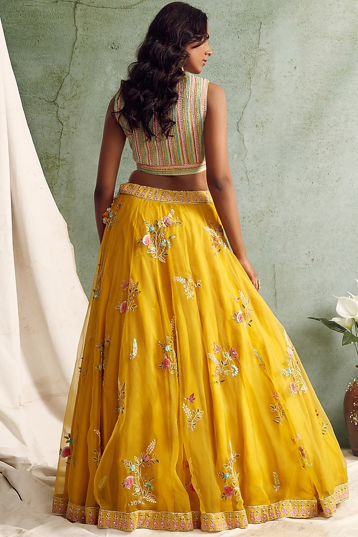 Yellow Zardosi Embroidered Wedding Lehenga Set by Priyanka Jain at Pernia's Pop Up Shop