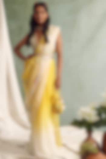 Yellow Ombre Saree Set by Priyanka Jain