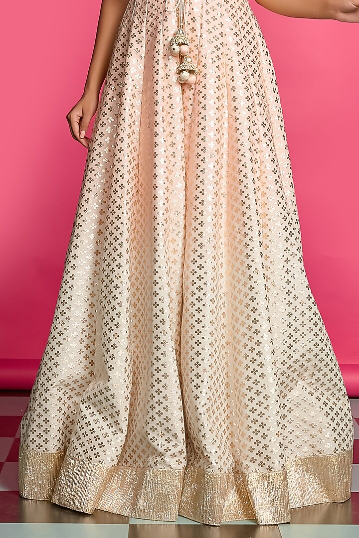 Peach Cotton Silk Maxi Cocktail Dress With Jacket by Priyanka Jain at Pernia's Pop Up Shop