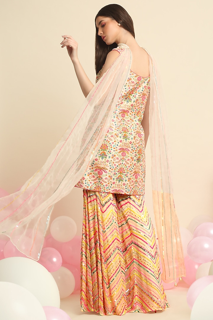 Ivory Embroidered Bridal Sharara Set by Priyanka Jain at Pernia's Pop Up Shop