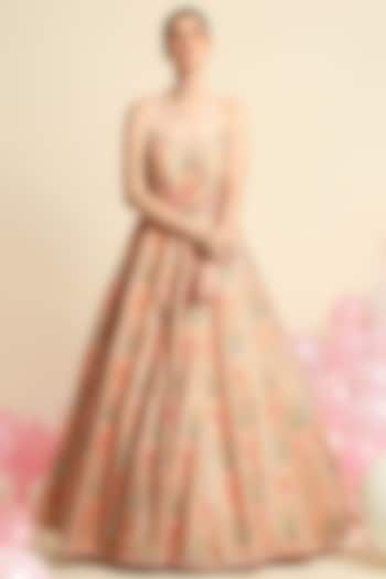 Peach Digital Printed Gown by Priyanka Jain