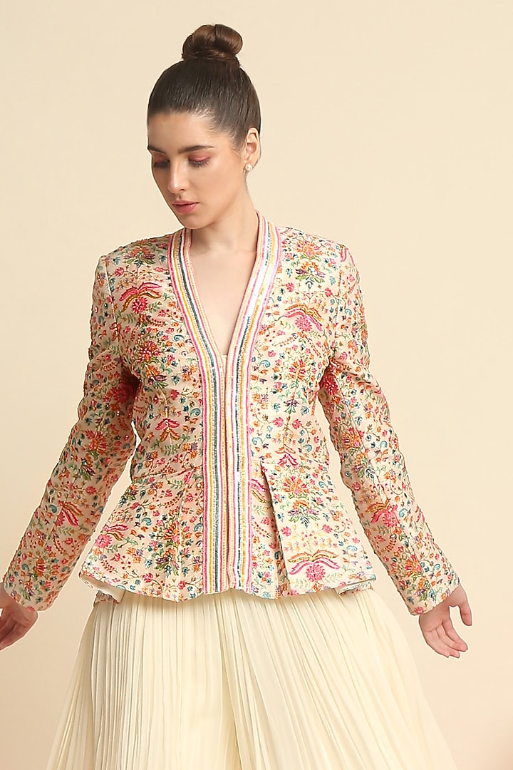 Multi-Colored Digital Printed Jacket Set by Priyanka Jain at Pernia's Pop Up Shop
