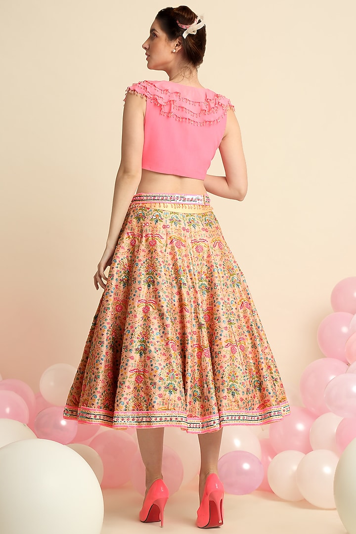 Peach Digital Printed Wedding Lehenga Set by Priyanka Jain at Pernia's Pop Up Shop