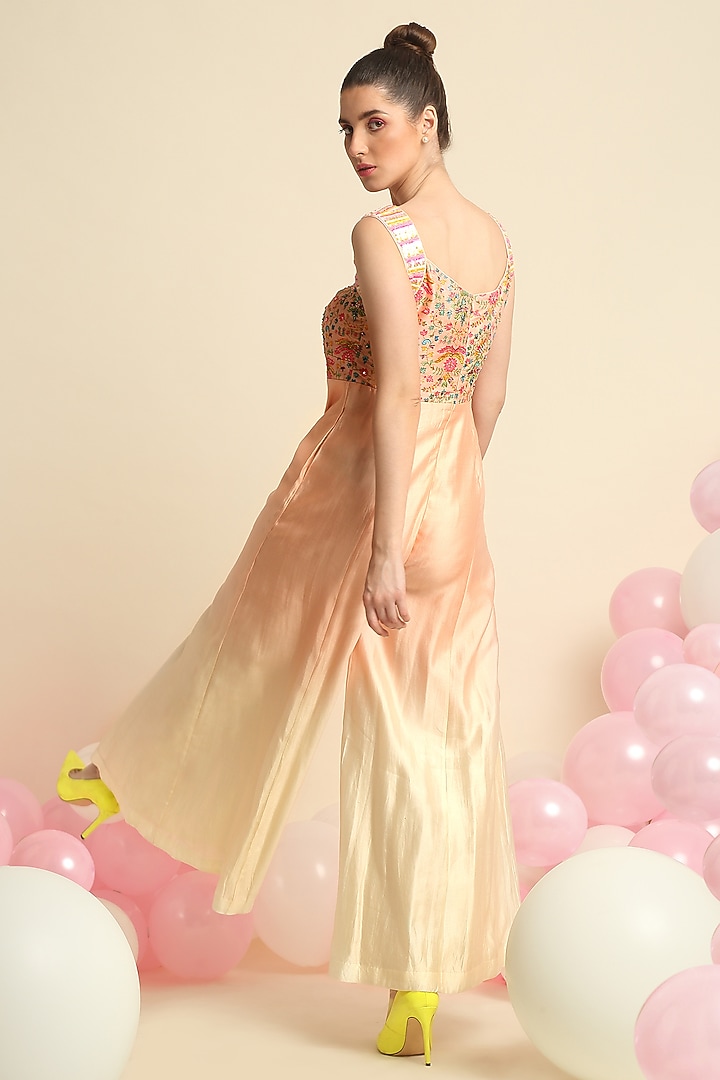 Peach Ombre Dyed Jumpsuit by Priyanka Jain at Pernia's Pop Up Shop