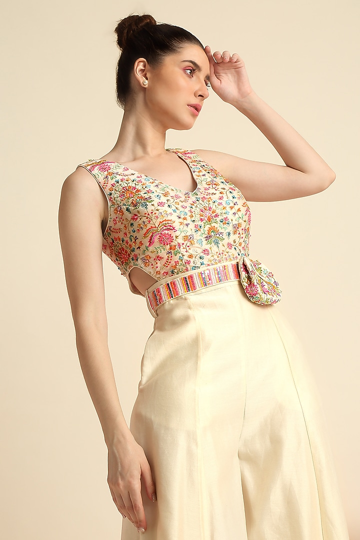 Ivory Neon Printed Jumpsuit by Priyanka Jain at Pernia's Pop Up Shop