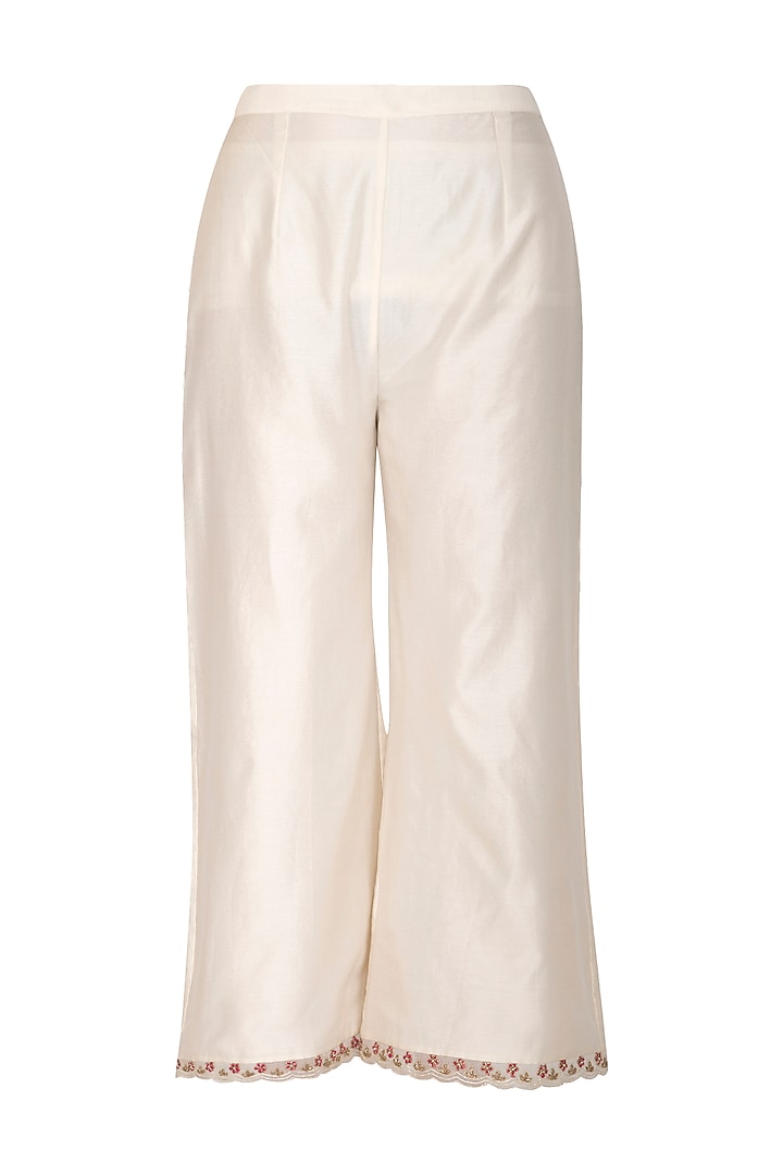 Ivory Embroidered Jacket With Kurta & Palazzo Pants by Priyanka Jain at Pernia's Pop Up Shop