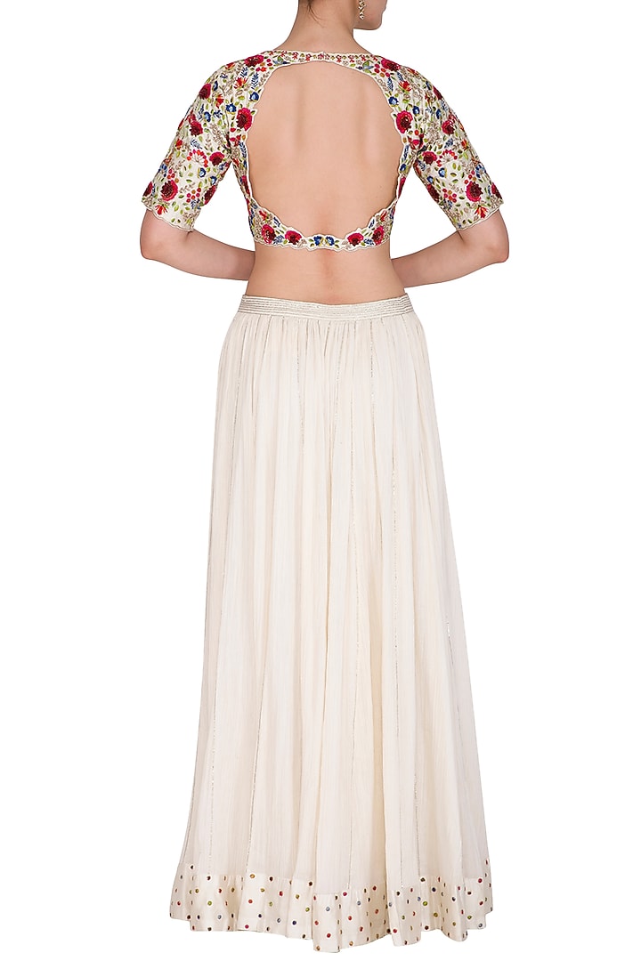 Ivory Embroidered Lehenga Set by Priyanka Jain at Pernia's Pop Up Shop