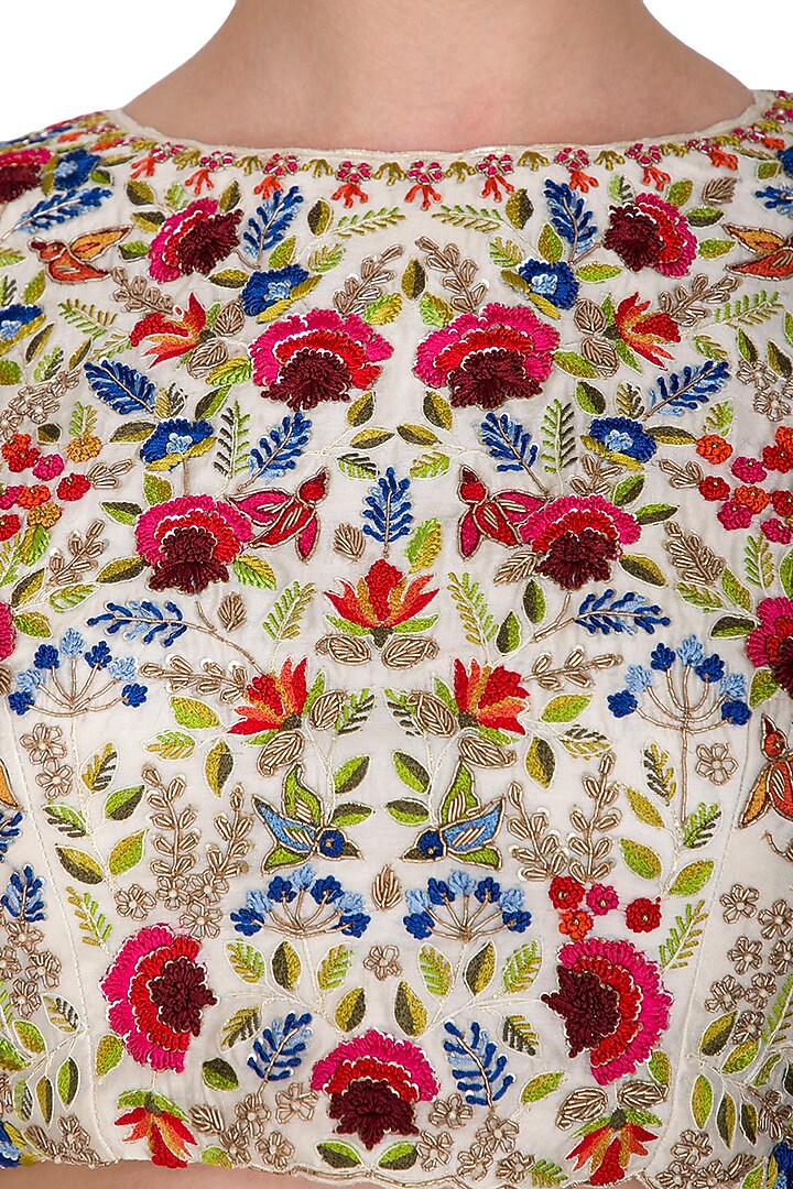 Ivory Embroidered Lehenga Set by Priyanka Jain at Pernia's Pop Up Shop