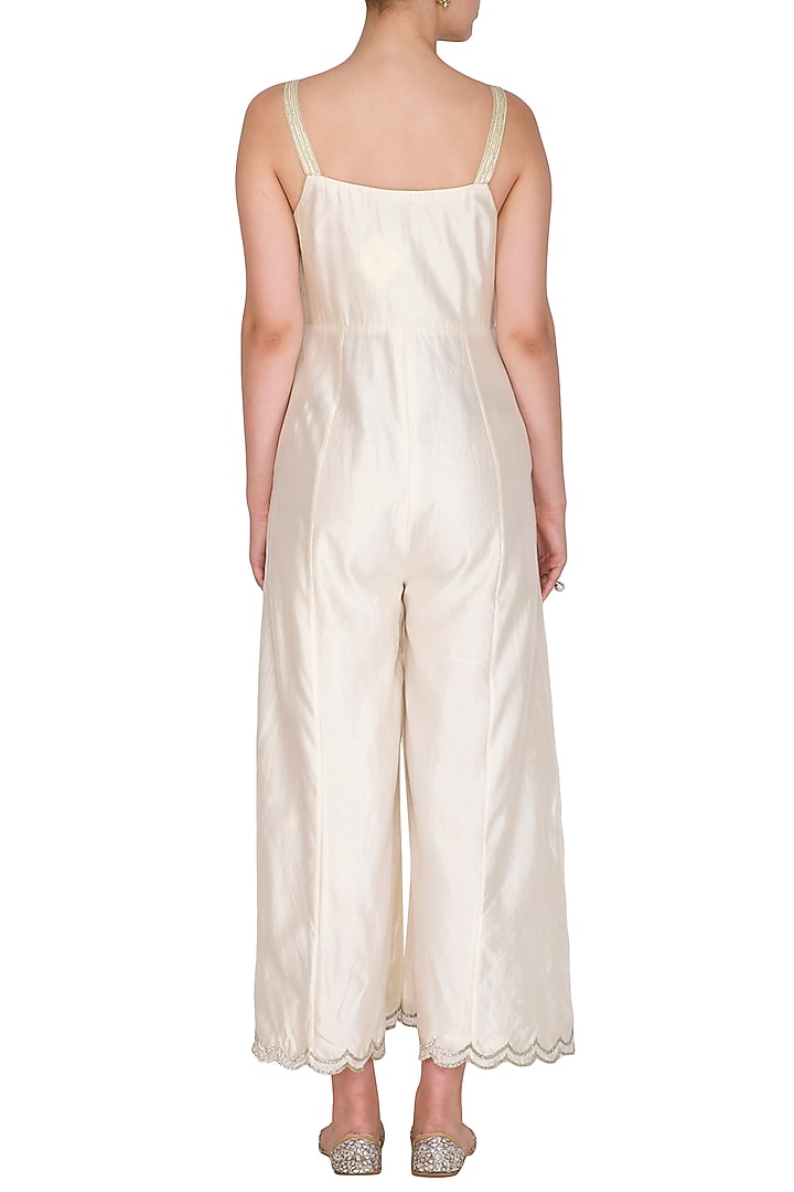 Ivory Embroidered Jumpsuit by Priyanka Jain at Pernia's Pop Up Shop
