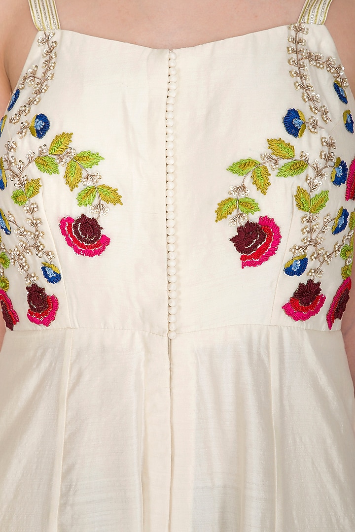 Ivory Embroidered Jumpsuit by Priyanka Jain at Pernia's Pop Up Shop