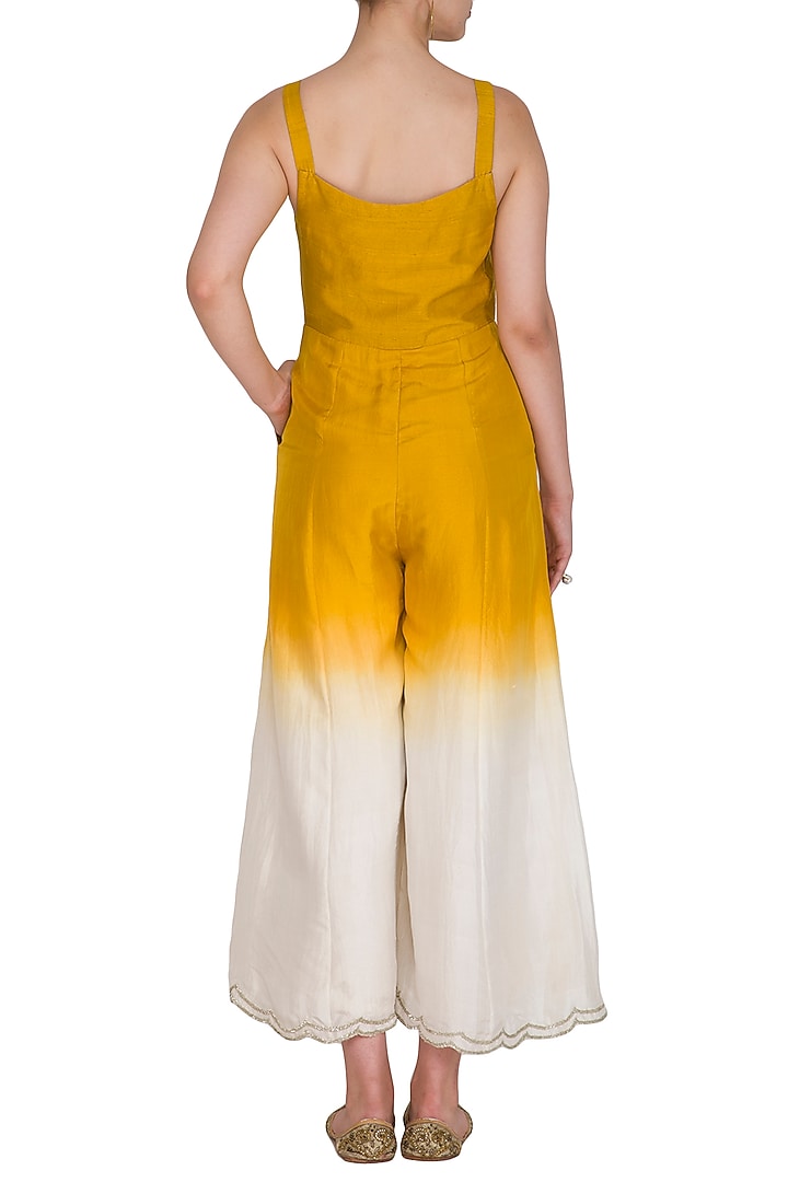 Yellow Embroidered Ombre Jumpsuit by Priyanka Jain at Pernia's Pop Up Shop