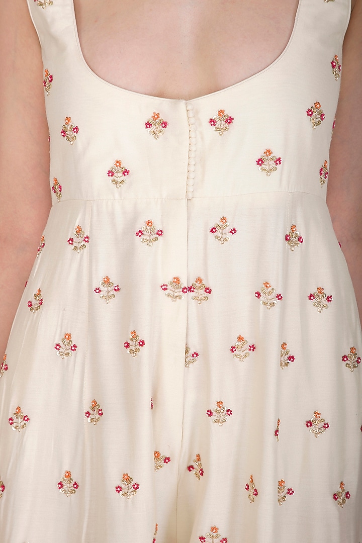 Ivory Zardosi Embroidered Jumpsuit by Priyanka Jain at Pernia's Pop Up Shop