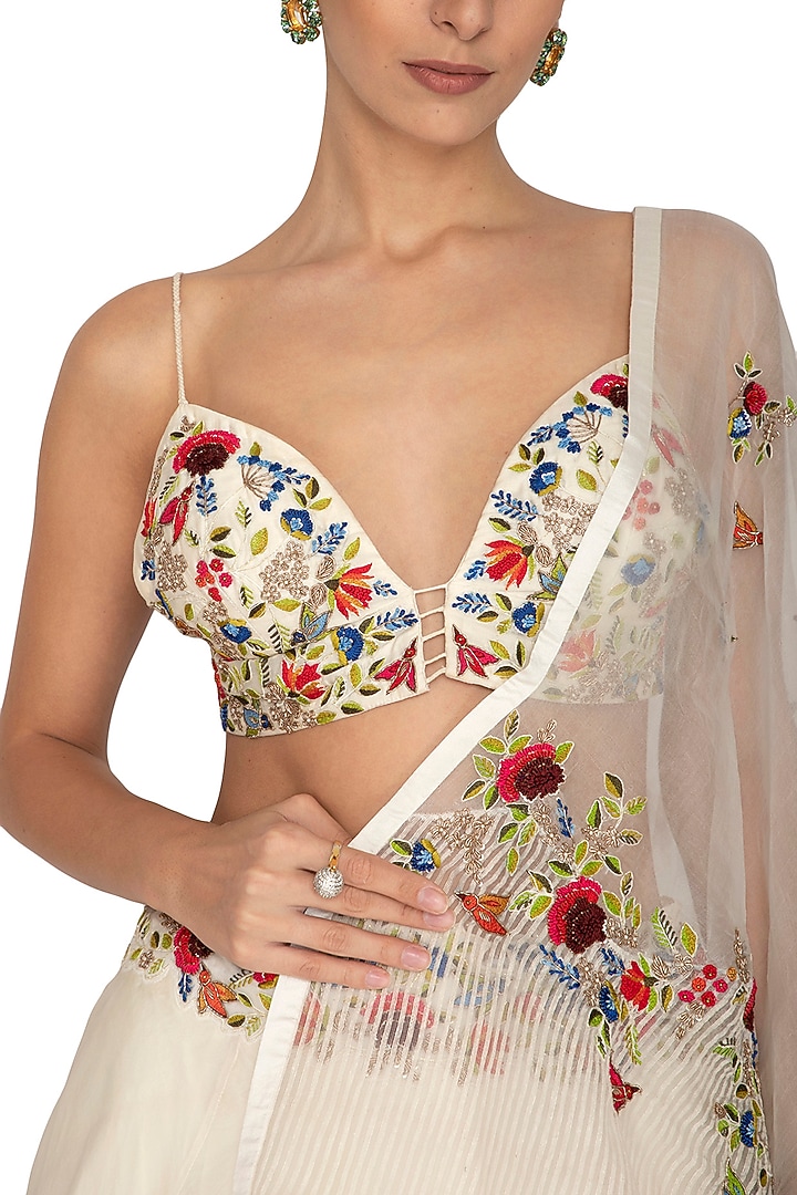 Ivory Mix & Match Embroidered Wedding Lehenga Set by Priyanka Jain at Pernia's Pop Up Shop
