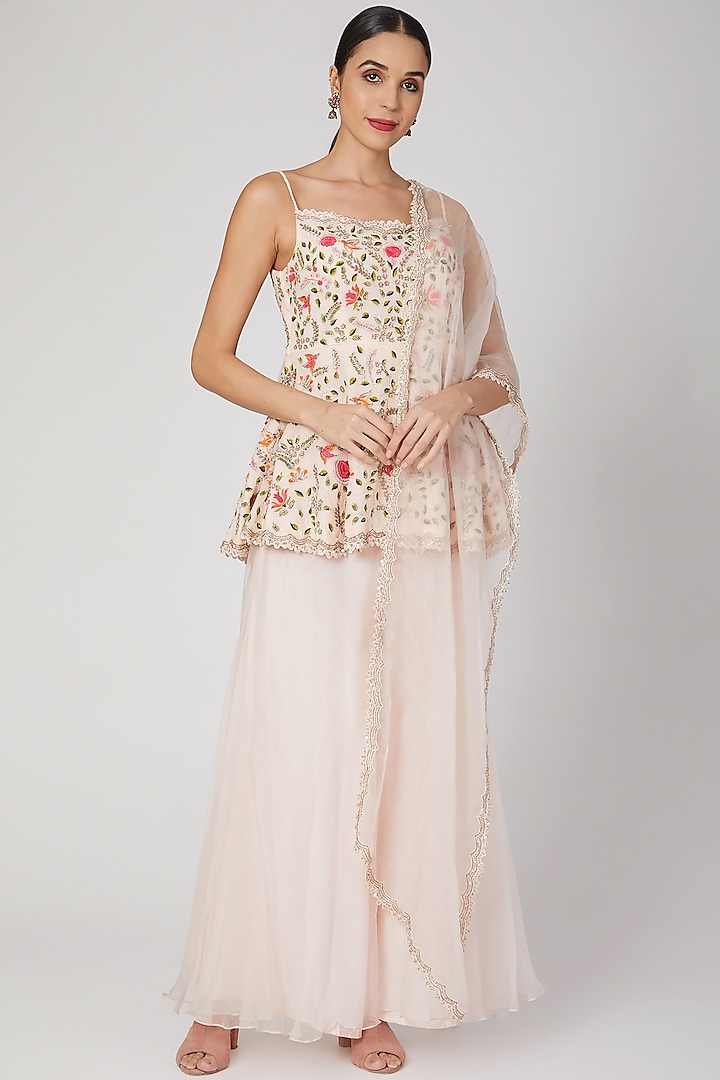Blush Pink Embroidered Wedding Sharara Set by Priyanka Jain at Pernia's Pop Up Shop