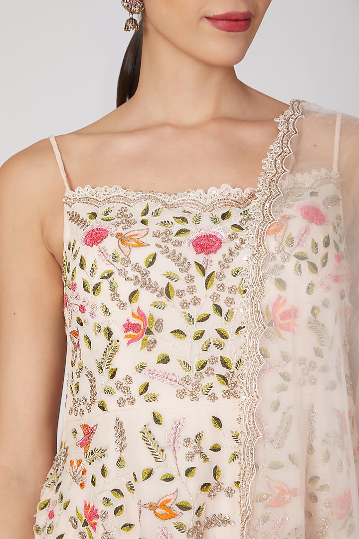 Blush Pink Embroidered Wedding Sharara Set by Priyanka Jain at Pernia's Pop Up Shop