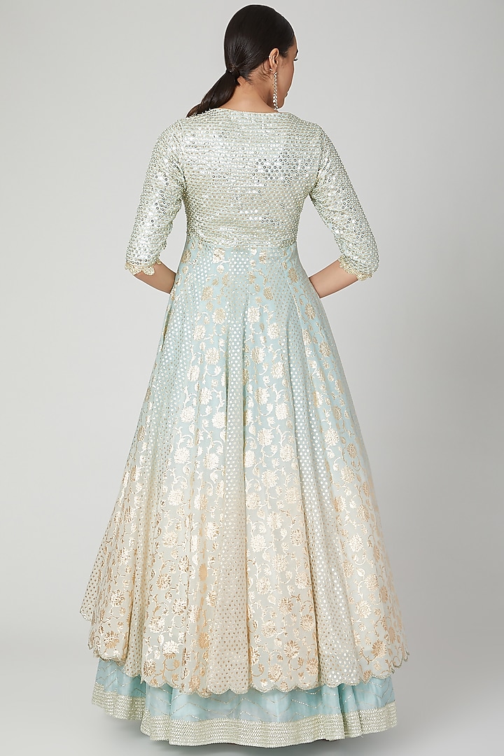 Sky Blue Embellished Wedding Lehenga Set by Priyanka Jain at Pernia's Pop Up Shop