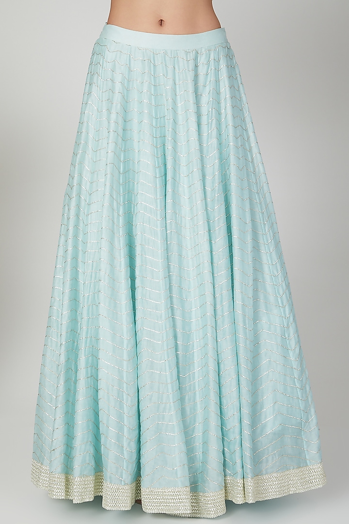 Sky Blue Embellished Wedding Lehenga Set by Priyanka Jain at Pernia's Pop Up Shop